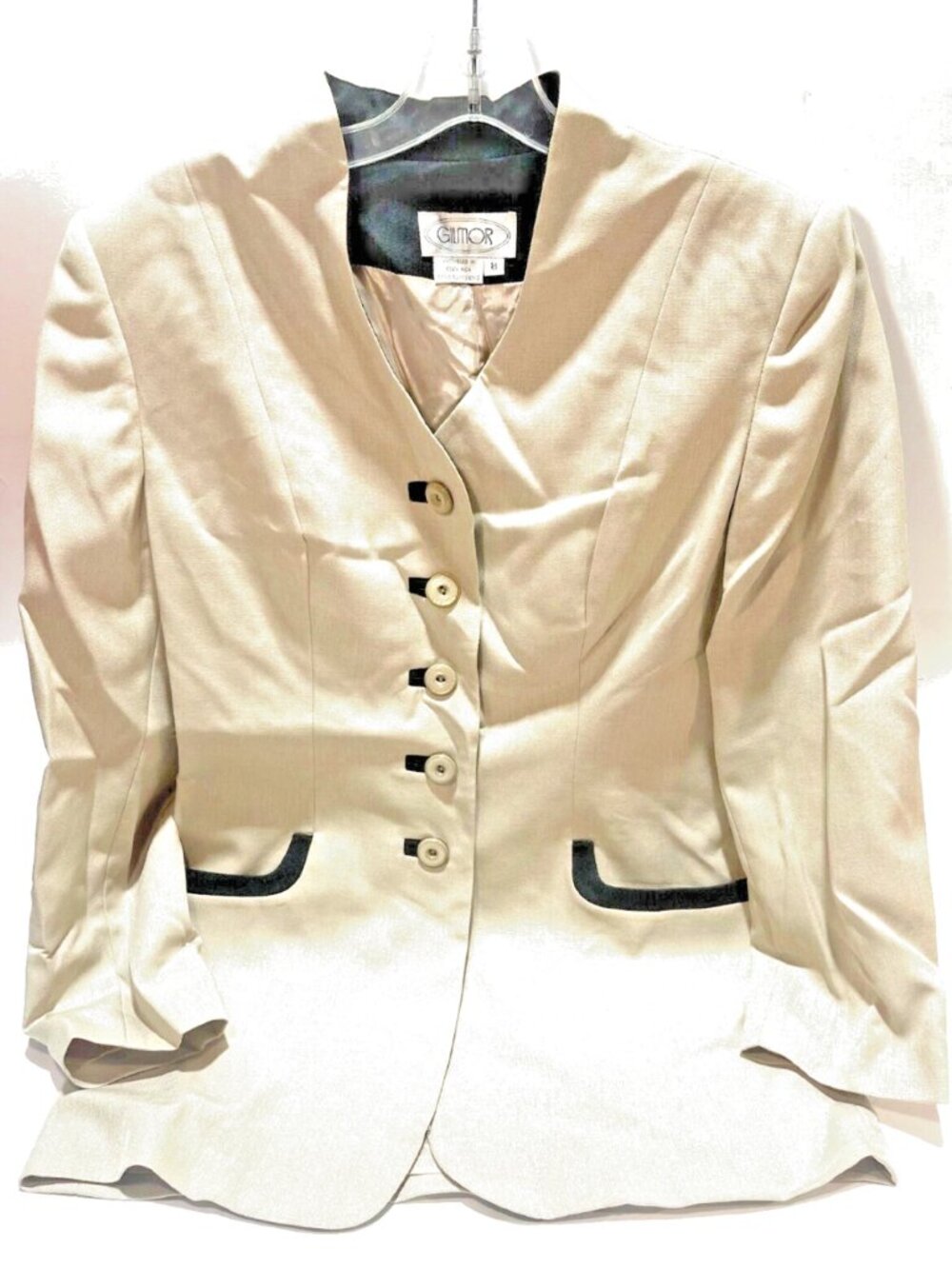 Vintage Gilmor‎ Women's Suit Blazer & Skirt Size 8 Black Beige